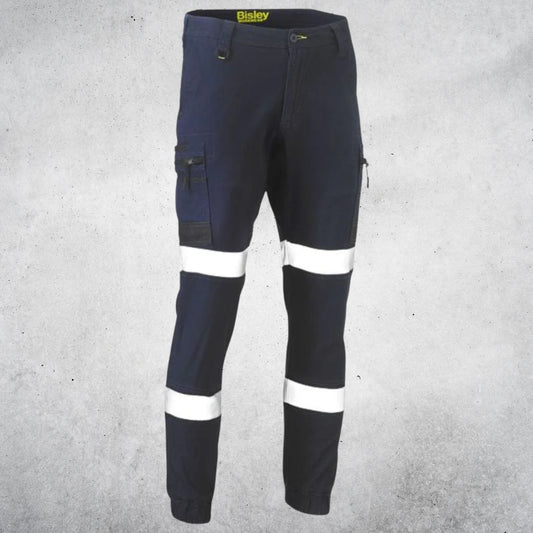 BISLEY FLX AND MOVE™ TAPED STRETCH CARGO CUFFED PANTS - NAVY