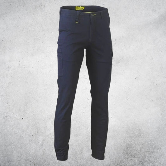 BISLEY MENS COTTON STRETCH CARGO CUFFED NAVY PANT