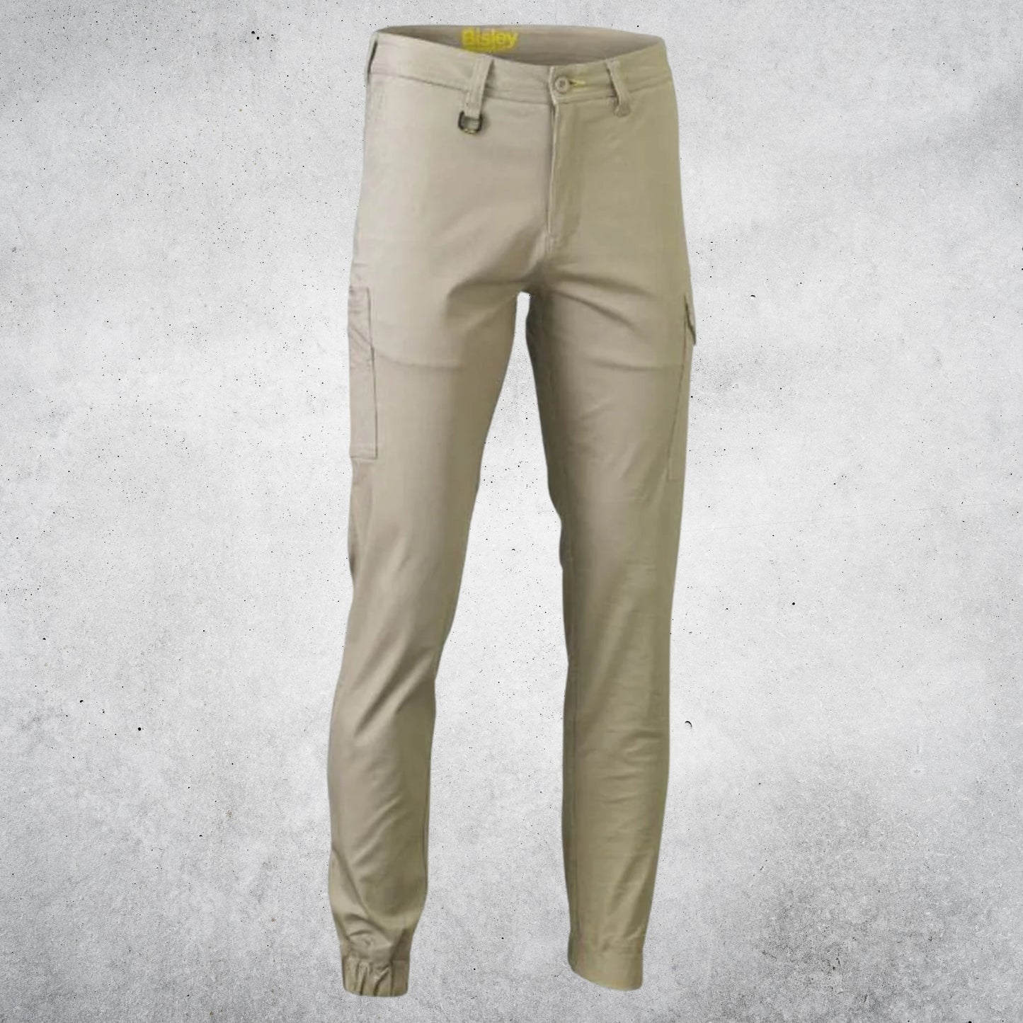 BISLEY MENS COTTON STRETCH CARGO CUFFED PANT STONE