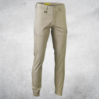 BISLEY MENS COTTON STRETCH CARGO CUFFED PANT STONE