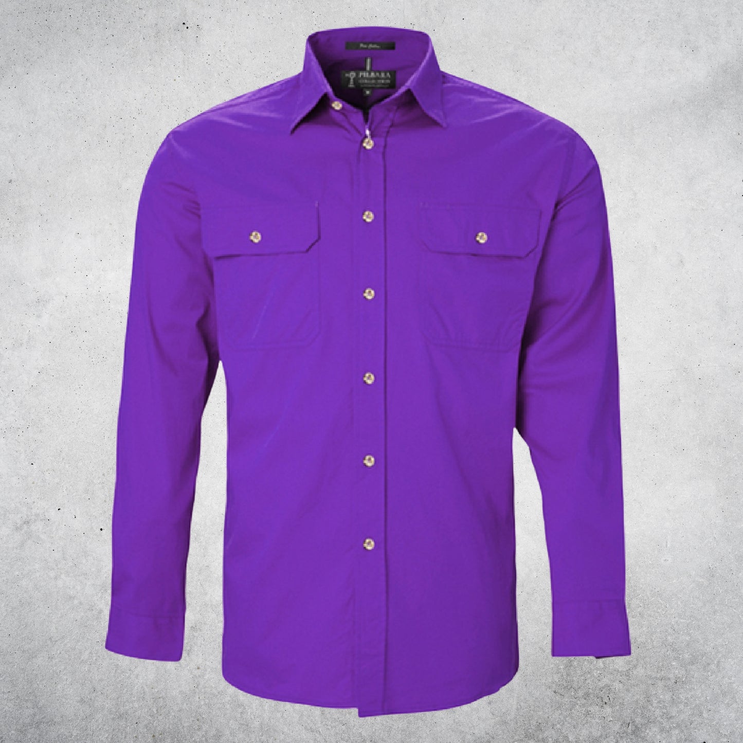 RITEMATE MEN'S PILBARA OPEN FRONT LONG SLEEVE SHIR