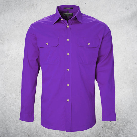 RITEMATE MEN'S PILBARA OPEN FRONT LONG SLEEVE SHIR