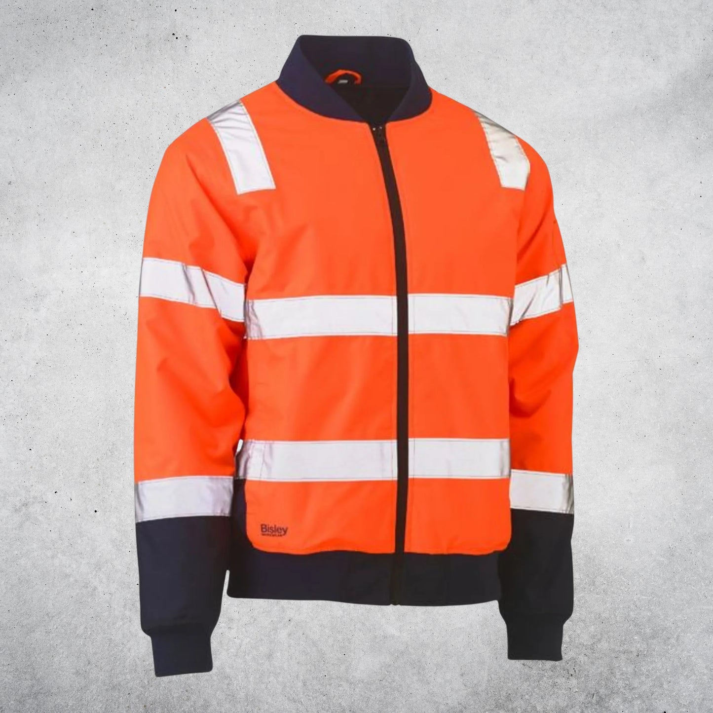 BISLEY TAPED TWO TONE HI VIS BOMBER JACKET WITH PADDED LINING ORANGE/NAVY