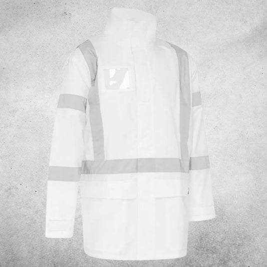 BISLEY UNISEX  X TAPED SHELL RAIN JACKET - WHITE