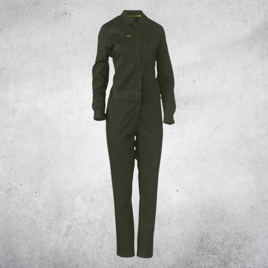 BISLEY WOMENS COTTON DRILL COVERALL OLIVE