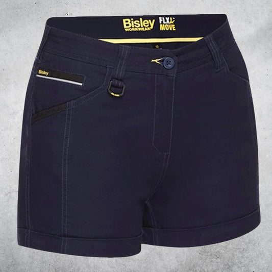 BISLEY WOMENS FLEX & MOVE SHORT SHORTS NAVY