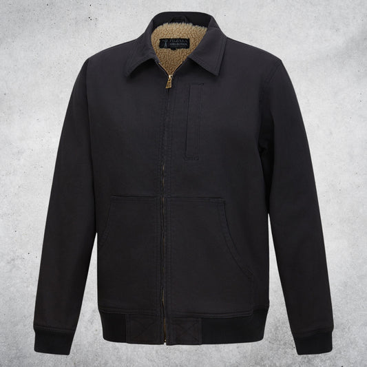 PILBARA MEN'S SHERPA BOMBER JACKET - BLACK