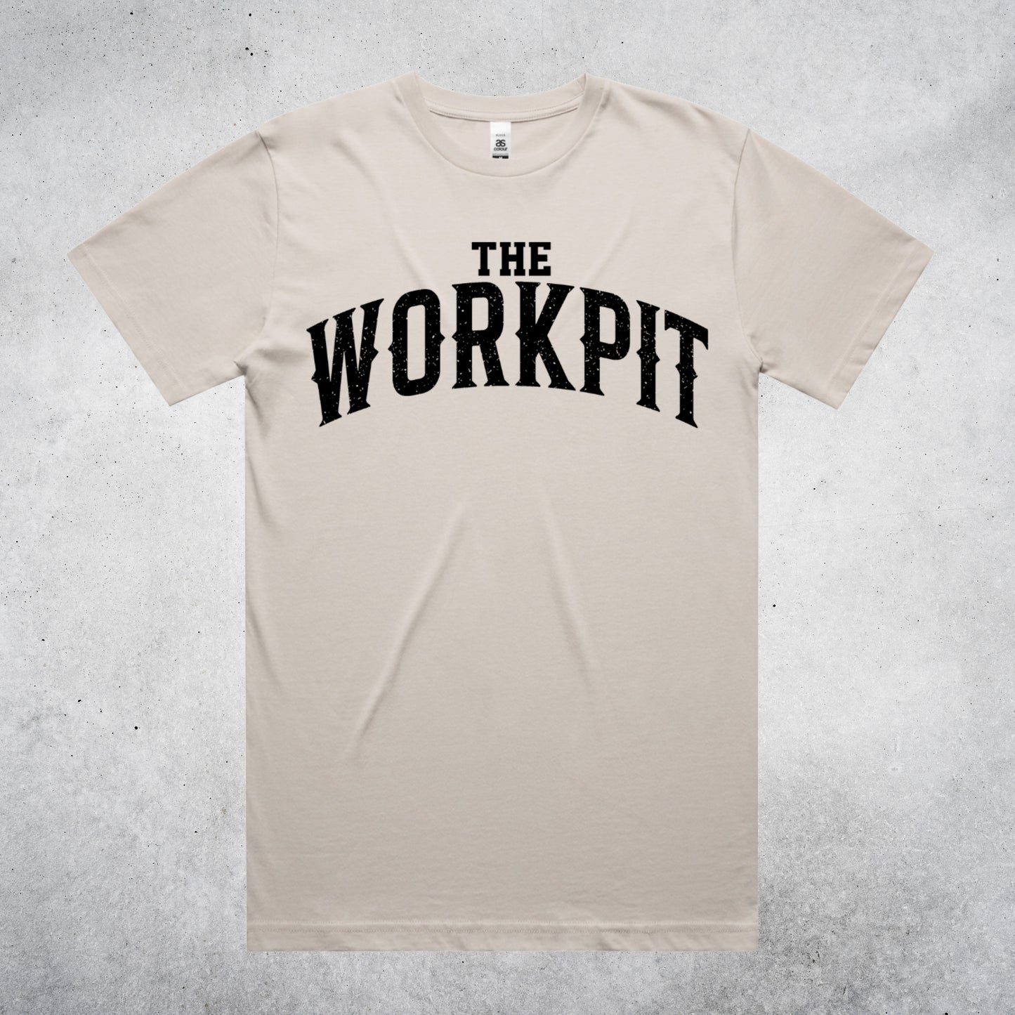 THE WORK PIT TEE - BONE/BLACK PRINT