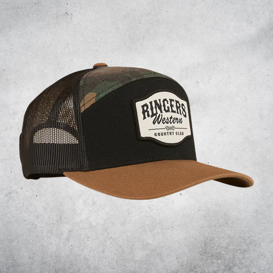 COUNTRY CLUB 7 PANEL CAP - BLACK/CAMO