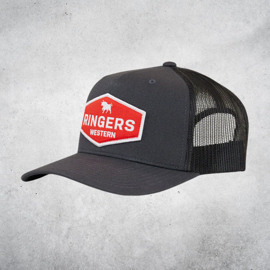 RINGERS WESTERN SCOTTY TRUCKER CAP - CHARCOAL/RED