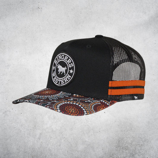 RINGERS WESTERN WALKABOUT WARRIOR TRUCKER CAP - BLACK