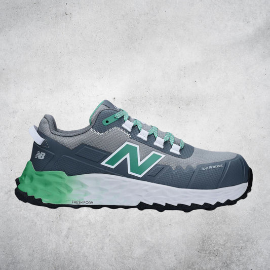 NEW BALANCE MENS CREMORNE SAFETY SNEAKERS - ALLOY/GREEN