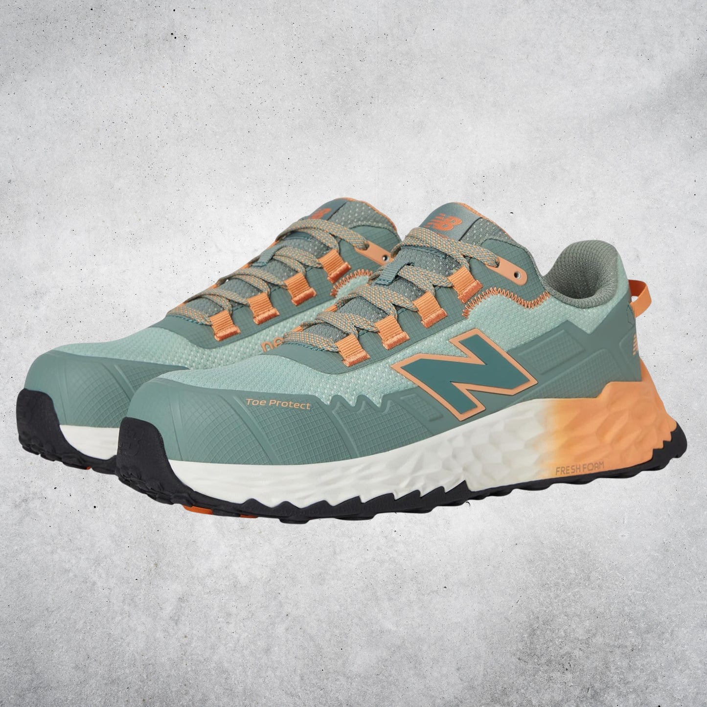NEW BALANCE WOMENS CREMORNE SAFETY SNEAKERS - AQUA/PUMPKIN