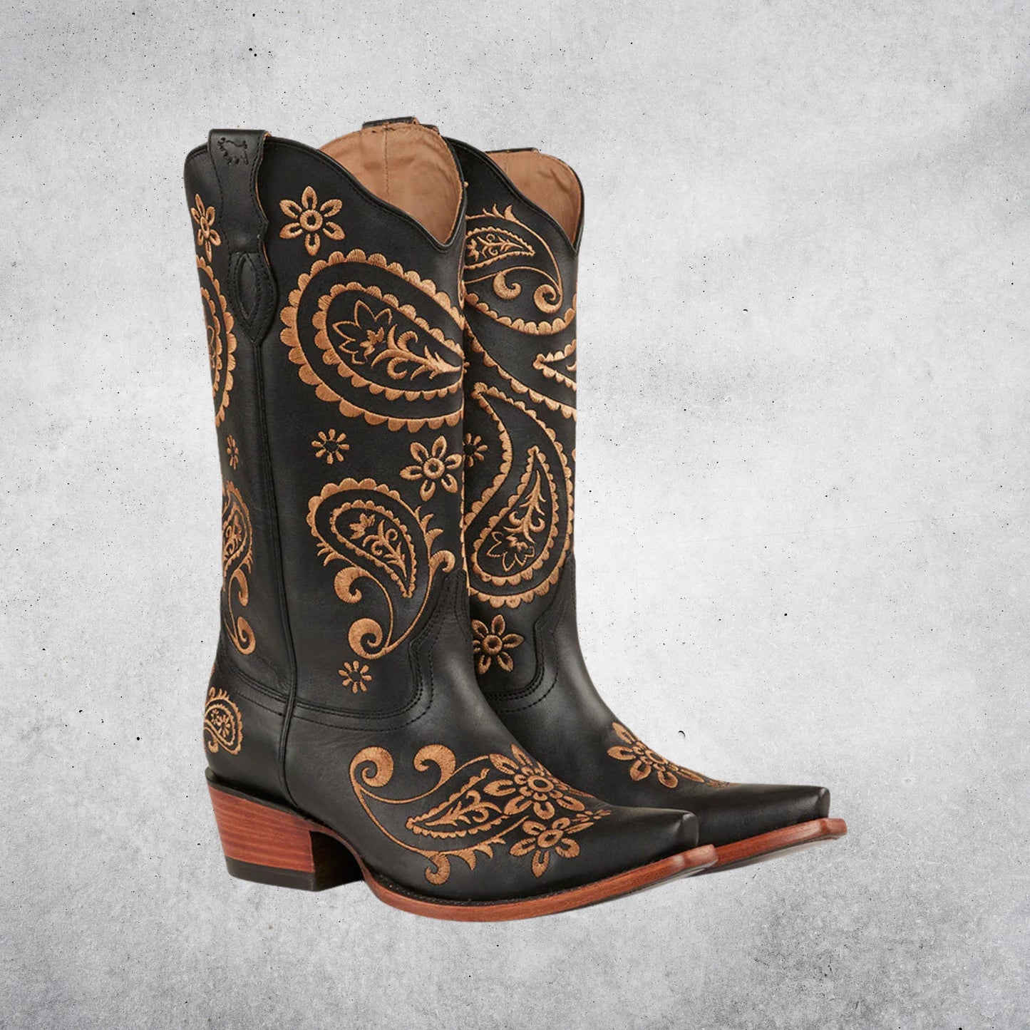 RINGERS WESTERN OLIVIA WOMENS CUBAN HEEL WESTERN BOOT - BLACK STONE