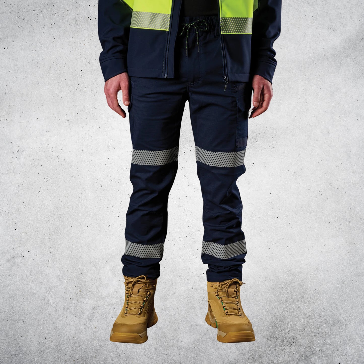 WP-12T - REFLECTIVE ELASTIC WAIST STRETCH RIPSTOP WORK PANT - NAVY