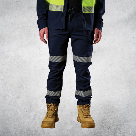 WP-12T - REFLECTIVE ELASTIC WAIST STRETCH RIPSTOP WORK PANT - NAVY
