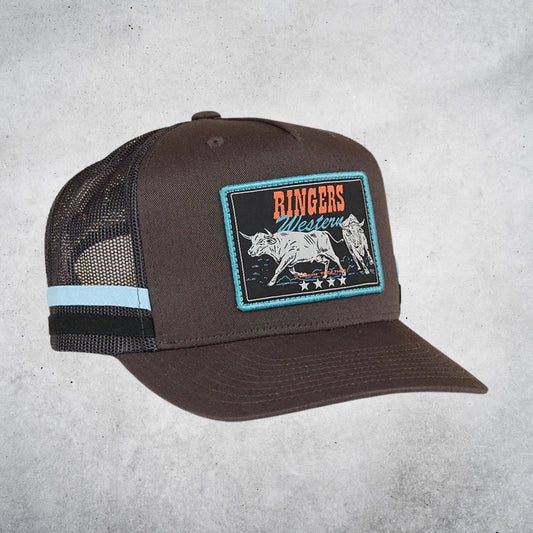 RINGERS WESTERN STICKIN TOGETHER DEEP FIT TRUCKER CAP - CHARCOAL/BLUE