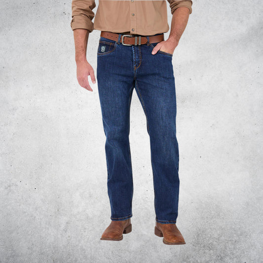 RINGERS WESTERN MUSTER MENS SLIM STRAIGHT FIT JEAN - DARK WASH BLUE