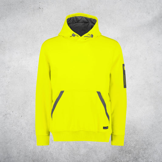 SYZMIK STREETWORX MENS WATER RES HOODIE -  YELLOW / DARK GREY