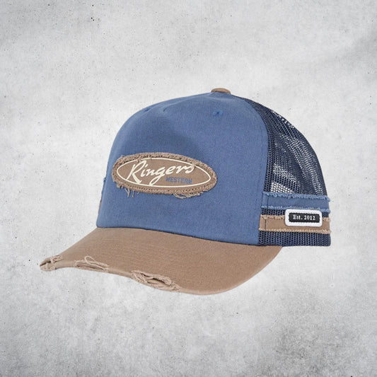 Worn Out Deep Fit Trucker Cap -  Clay / Blue