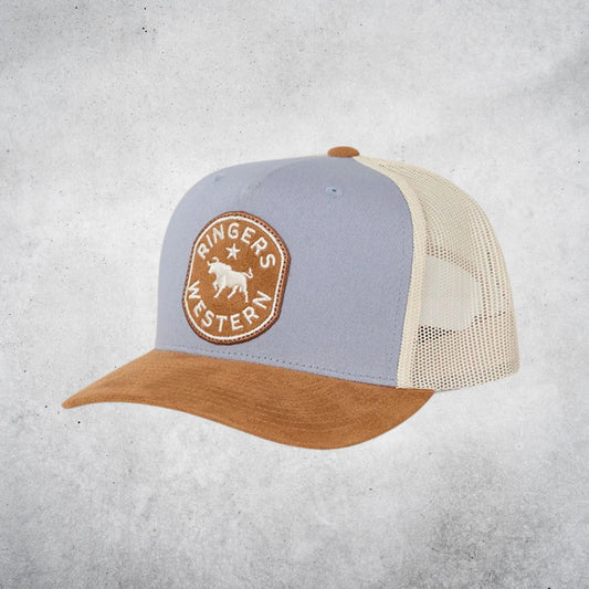 Outback Hide Roadhouse  Trucker Cap - Dusty Blue / Dark Tan