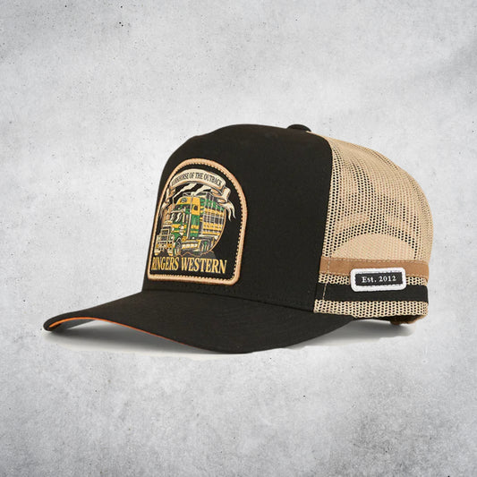 RINGERS WESTERN WORKHORSE DEEP FIT TRUCKER CAP - BLACK