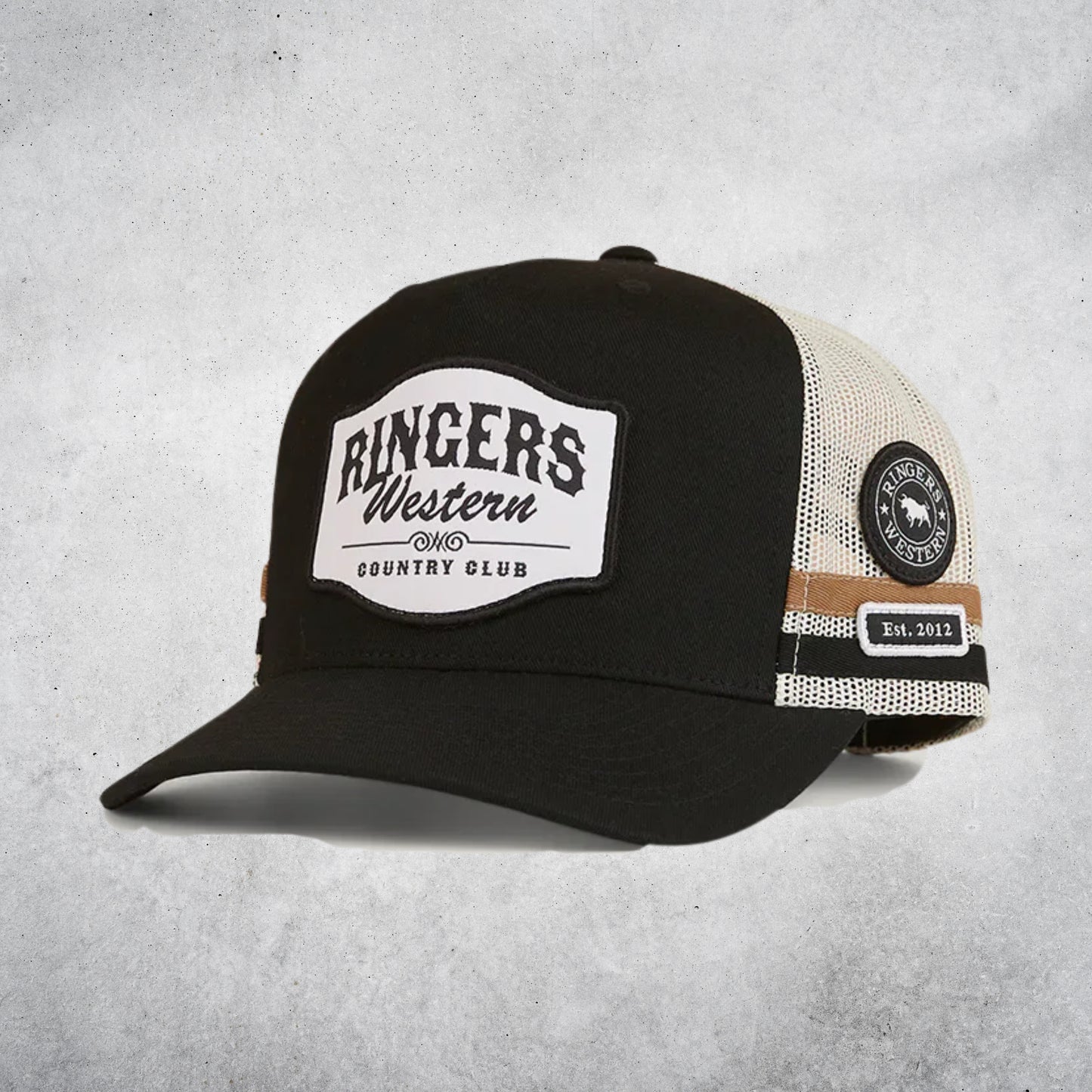 RINGERS WESTERN COUNTRY CLUB DEEP FIT TRUCKER CAP - BLACK