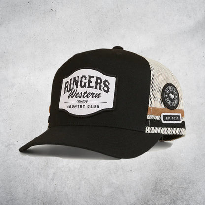 RINGERS WESTERN COUNTRY CLUB DEEP FIT TRUCKER CAP - BLACK