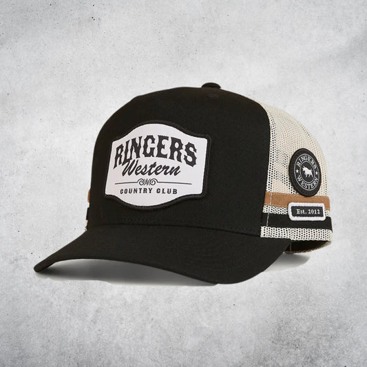 RINGERS WESTERN COUNTRY CLUB DEEP FIT TRUCKER CAP - BLACK