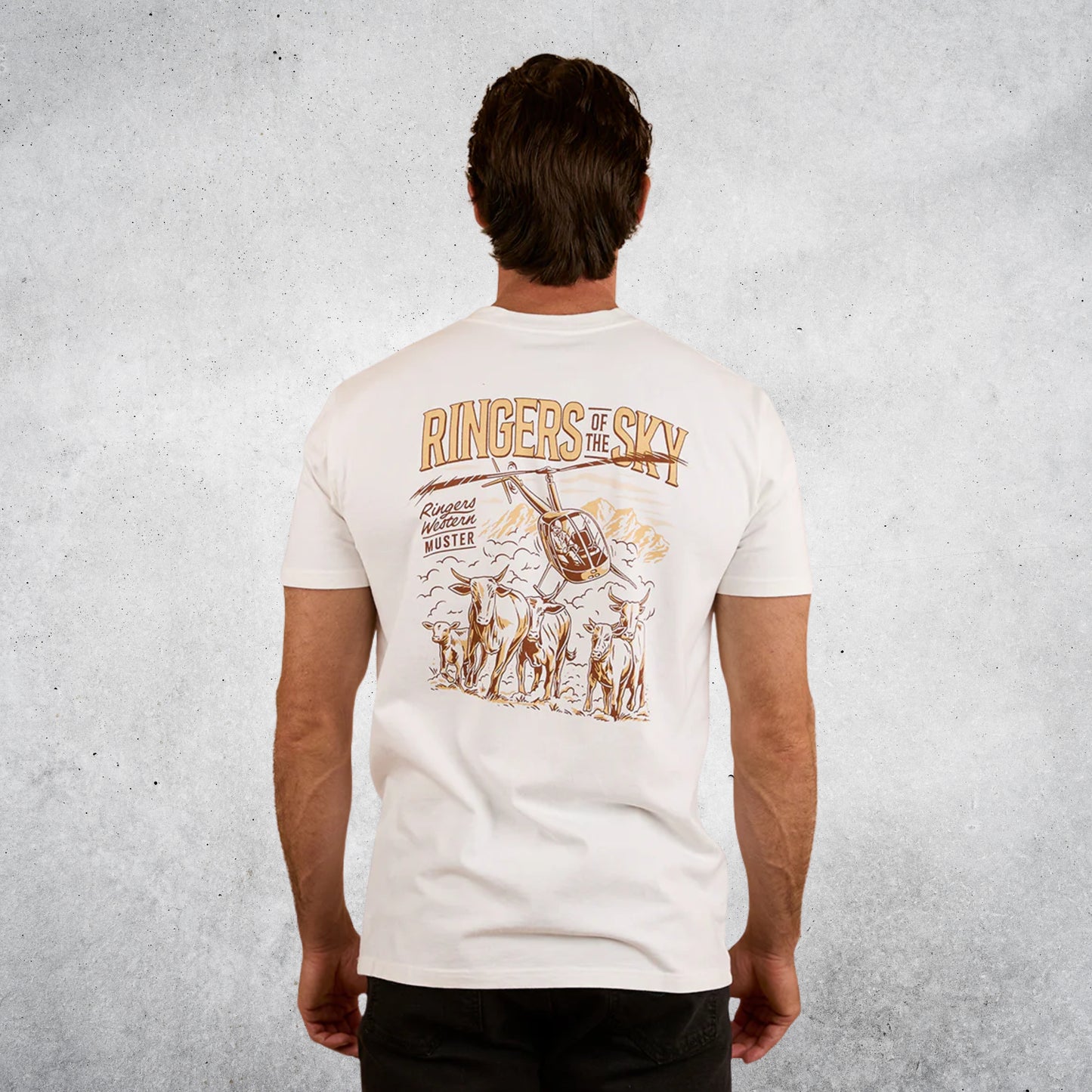 RINGERS WESTERN RINGERS OF THE SKY MENS STOCK FIT T-SHIRT - WHITE