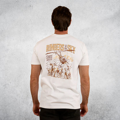 RINGERS WESTERN RINGERS OF THE SKY MENS STOCK FIT T-SHIRT - WHITE