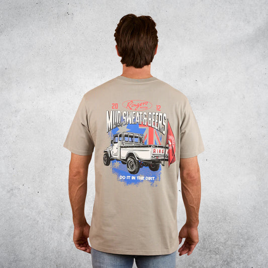 RINGERS WESTERN MUD SWEAT BEERS MENS LOOSE FIT T-SHIRT - CEMENT