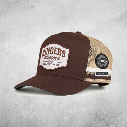 RINGERS WESTERN COUNTRY CLUB DEEP FIT TRUCKER CAP - SADDLE BROWN