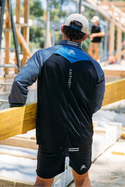 ANTHEM HI FLOW LONG SLEEVE PERFORMANCE POLO - BLACK - The Work Pit