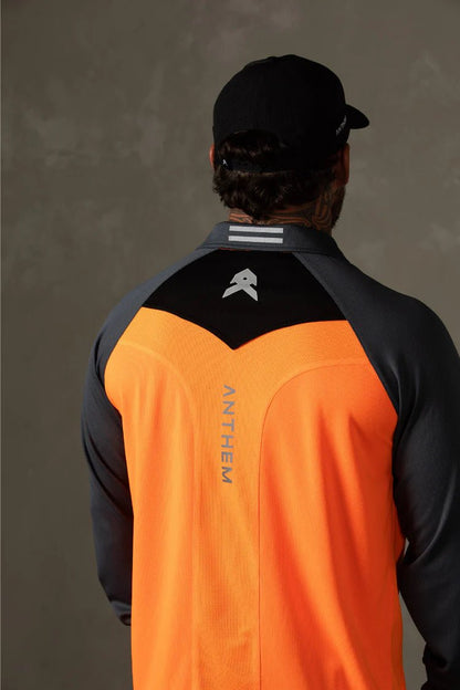 ANTHEM HI FLOW LONG SLEEVE PERFORMANCE POLO - HI VIS ORANGE - The Work Pit