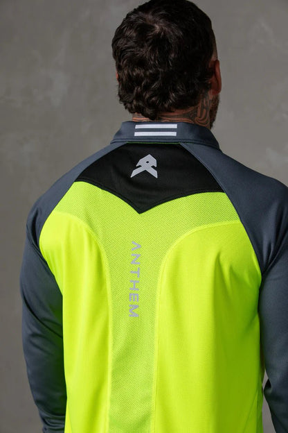 ANTHEM HI FLOW LONG SLEEVE PERFORMANCE POLO - HI VIS YELLOW - The Work Pit