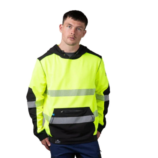 ANTHEM TAPED TECH HI VIS HOODED SWEATSHIRT YELLOW - The Work Pit