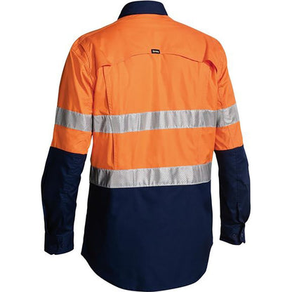 BISLEY HI VIS X AIRFLOW RIPSTOP SHIRT ORANGE/NAVY - The Work Pit