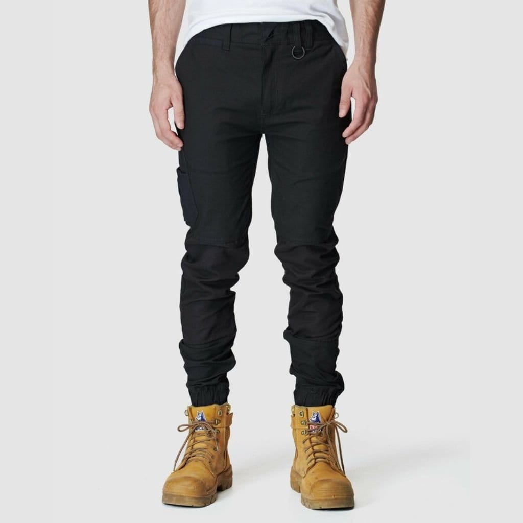 ELWD MENS CUFFED ELASTIC WAIST PANT - BLACK - The Work Pit