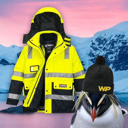 HUSKI VENTURE 4in1 DAY/NIGHT JACKET - YELLOW/NAVY - The Work Pit