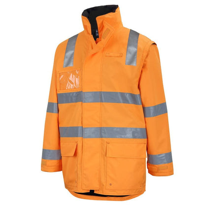 JB'S VIC RAIL (D+N) ZIP OFF SLEEVE LONGLINE JACKET - RAIL ORANGE - The Work Pit