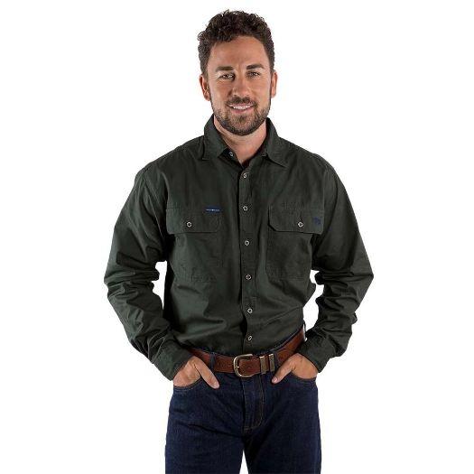 RINGERS WESTERN KING RIVER FULL BUTTON WORK SHIRT - CARGO KHAKI - The Work Pit