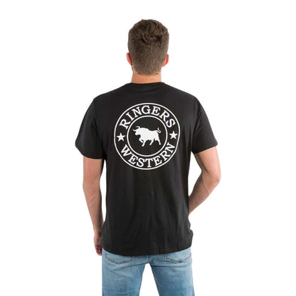 RINGERS WESTERN MENS SIGNATURE BULL LOOSE TEE BLACK/WHITE - The Work Pit