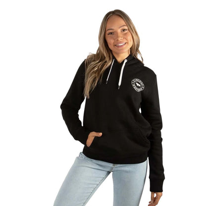 RINGERS WESTERN WOMENS SIGNATURE BULL PULLOVER HOODIE BLACK/WHITE - The Work Pit