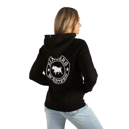 RINGERS WESTERN WOMENS SIGNATURE BULL PULLOVER HOODIE BLACK/WHITE - The Work Pit