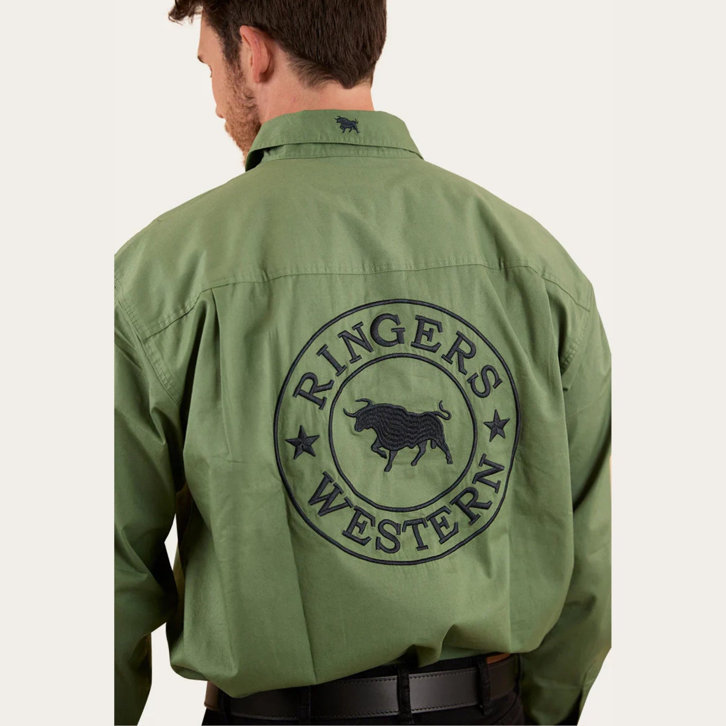 Hawkeye Mens Half Button Work Shirt - Cactus Charcoal