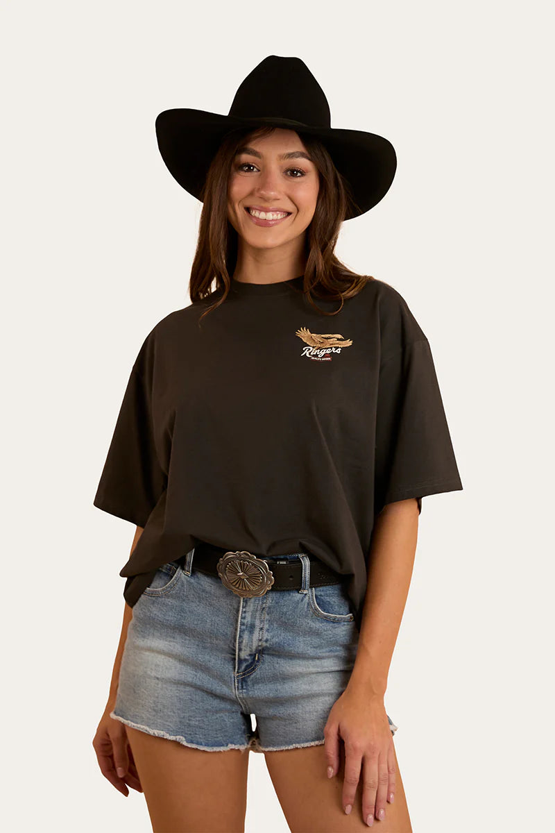 RINGERS WESTERN WOMENS Eureka Charcoal Oversize tee