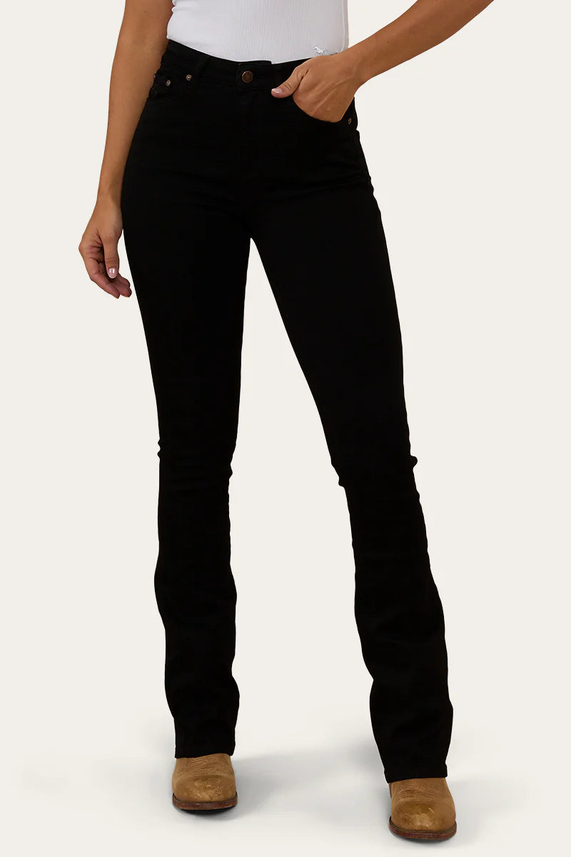 Ringers Western Penny Rodeo Womens High Rise Bootleg Jean - BLACK