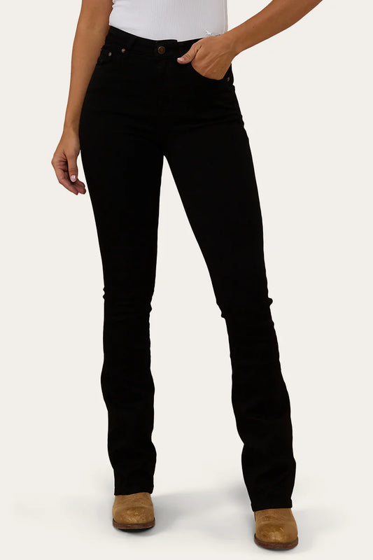 Ringers Western Penny Rodeo Womens High Rise Bootleg Jean - BLACK