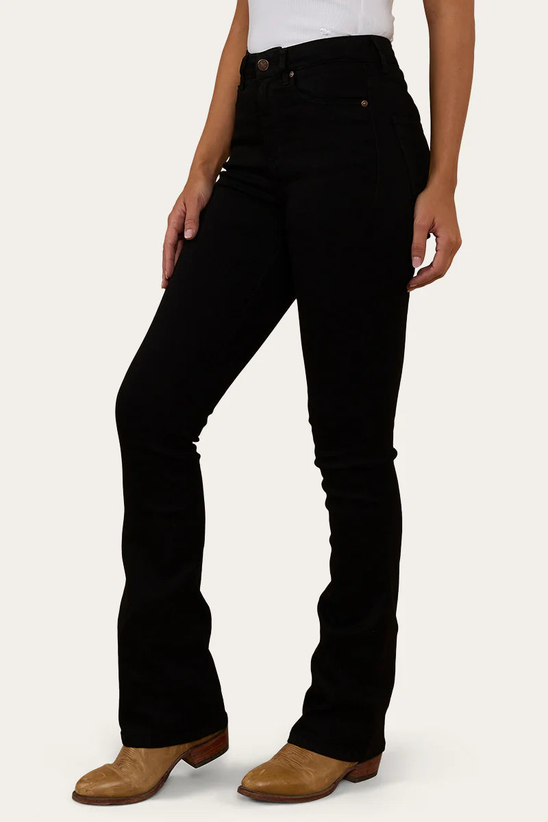 Ringers Western Penny Rodeo Womens High Rise Bootleg Jean - BLACK